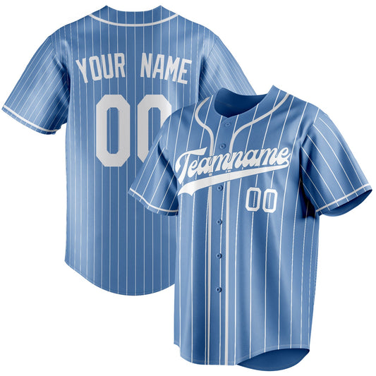 Personalized Light Blue & White White Pinstripe Fan Baseball Jersey BB01240531WY478