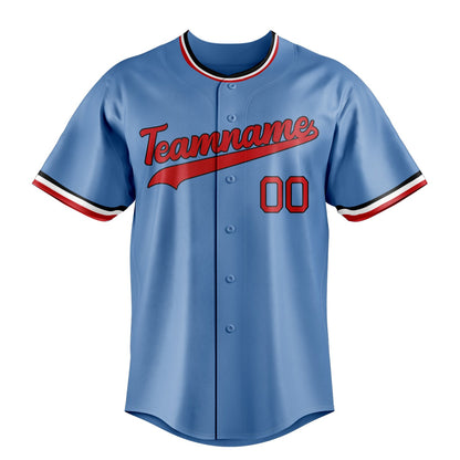 Light-Blue & Red Varsity Baseball Jersey
