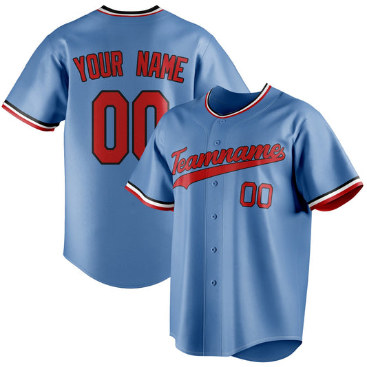 Personalized Light Blue & Red Color Fan Baseball Jersey BB01240531WY479