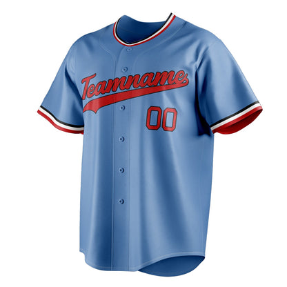 Light-Blue & Red Varsity Baseball Jersey