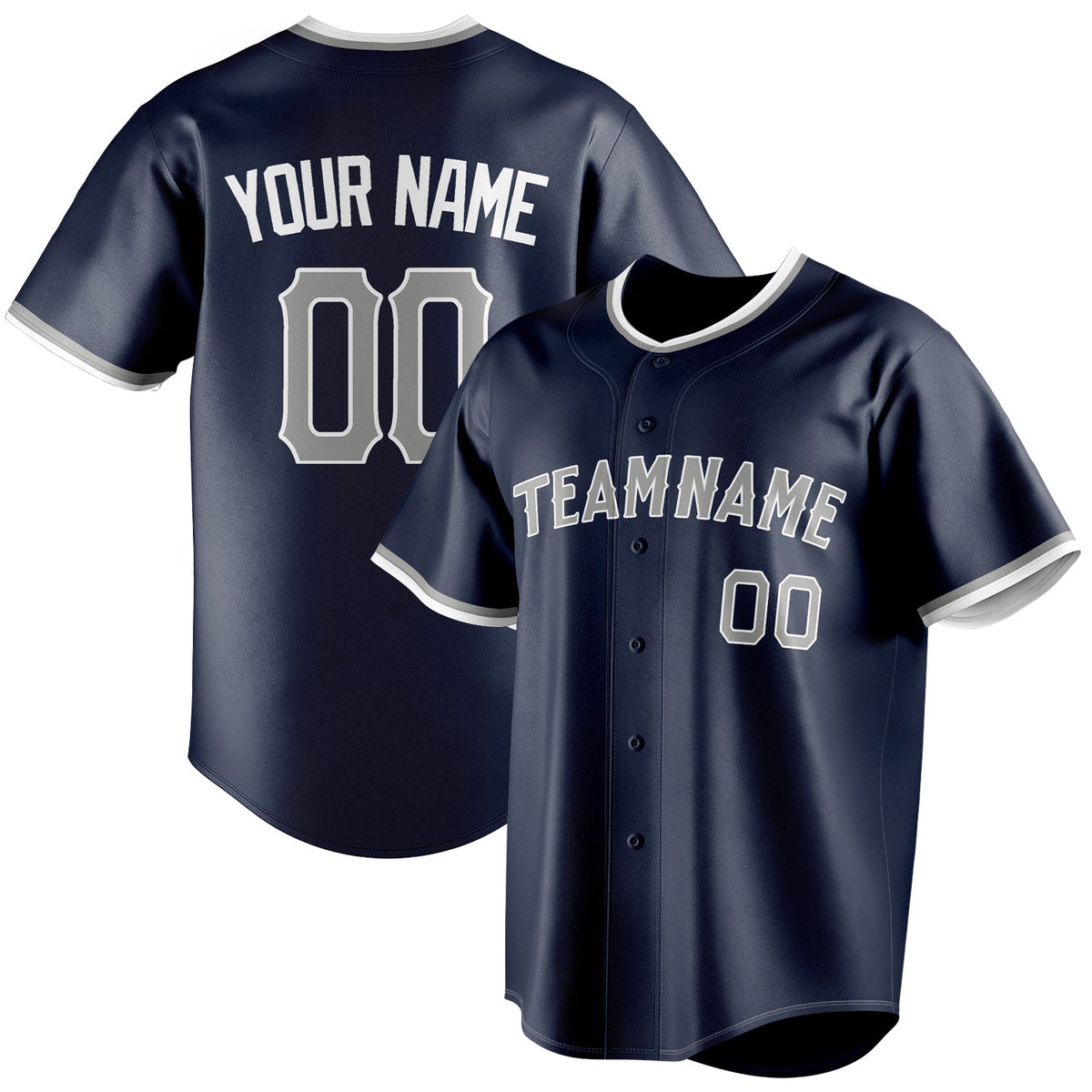 Personalized Navy & Gray Color Fan Baseball Jersey BB01240531WY482