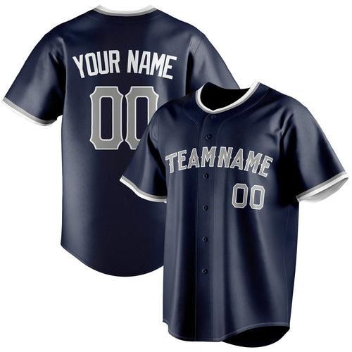 Personalized Navy & Gray Color Fan Baseball Jersey BB01240531WY482