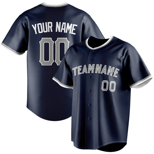Personalized Navy & Gray Color Fan Baseball Jersey BB01240531WY482