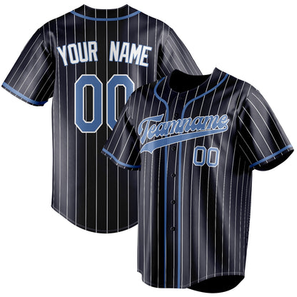Personalized Navy & Light Blue White Pinstripe Fan Baseball Jersey BB01240531WY483