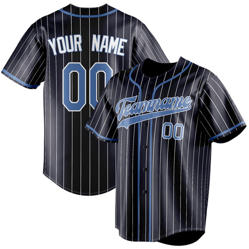 Personalized Navy & Light Blue White Pinstripe Fan Baseball Jersey BB01240531WY483