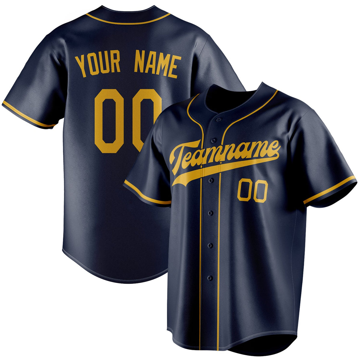 Personalized Navy & Gold Color Fan Baseball Jersey BB01240531WY491