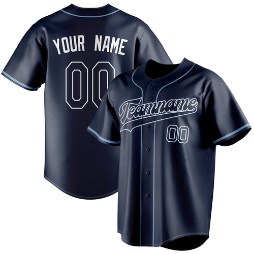 Personalized Navy & Powder Blue Color Fan Baseball Jersey BB01240531WY493