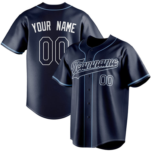 Personalized Navy & Powder Blue Color Fan Baseball Jersey BB01240531WY493