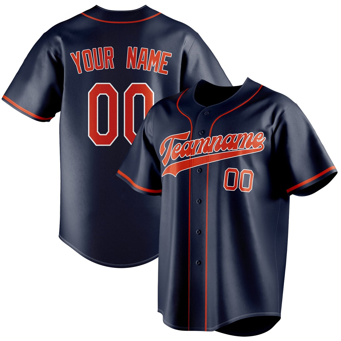 Personalized Navy & Red Color Fan Baseball Jersey BB01240531WY496