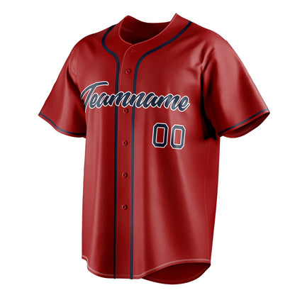 Red & Navy Stadium Baseball Jersey
