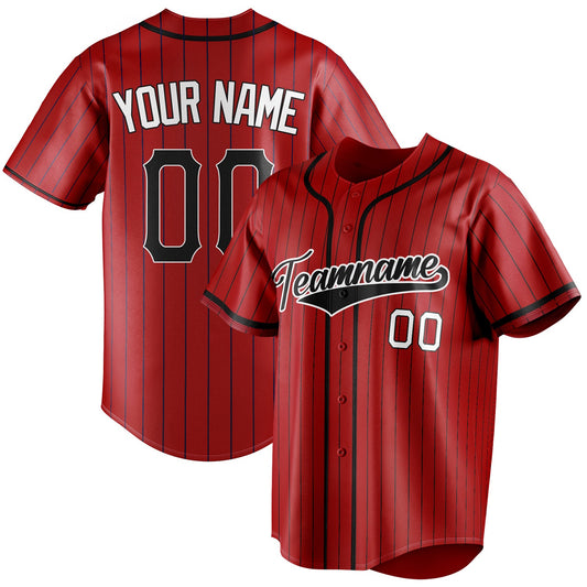 Personalized Red & Black Black Pinstripe Fan Baseball Jersey BB01240531XJ419