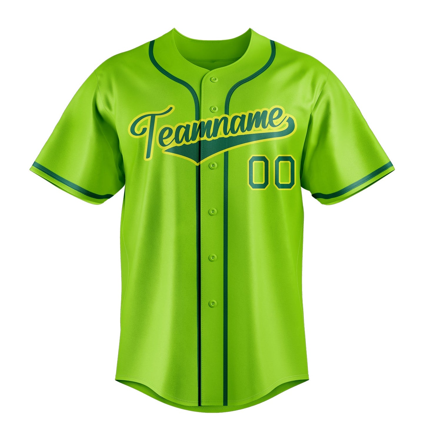 Neon-Green & Kelly-Green Seventh Baseball Jersey