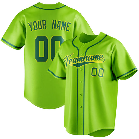 Personalized Neon Green & Kelly Green Color Fan Baseball Jersey BB01240531XJ423