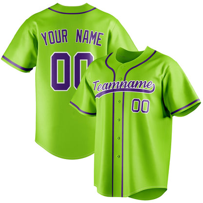 Personalized Neon Green & Purple Color Fan Baseball Jersey BB01240531XJ439