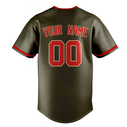 Olive & Red Grandstand Baseball Jersey