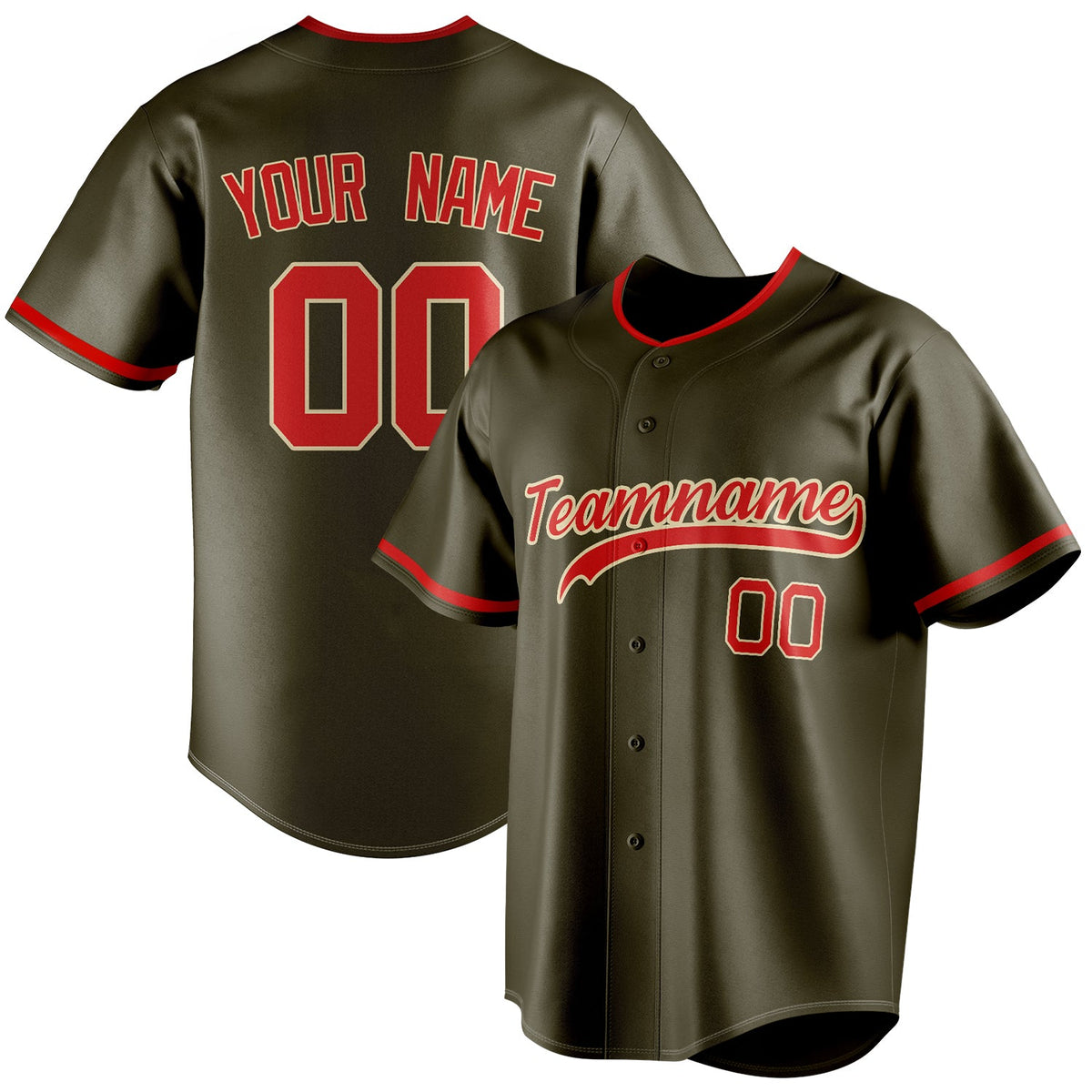 Personalized Olive & Red Color Fan Baseball Jersey BB01240531YX380