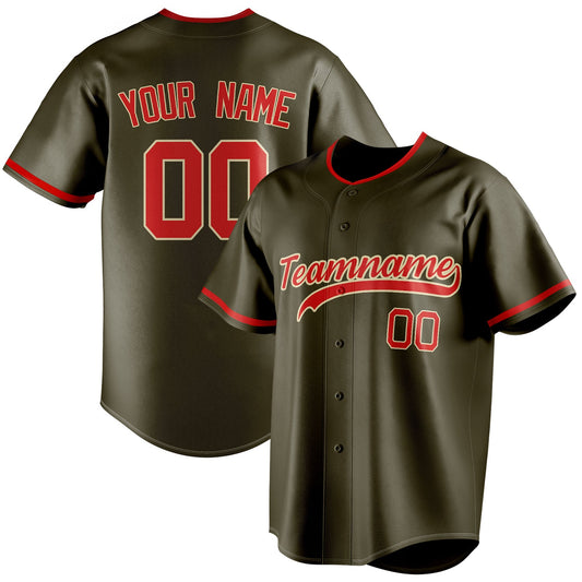 Personalized Olive & Red Color Fan Baseball Jersey BB01240531YX380