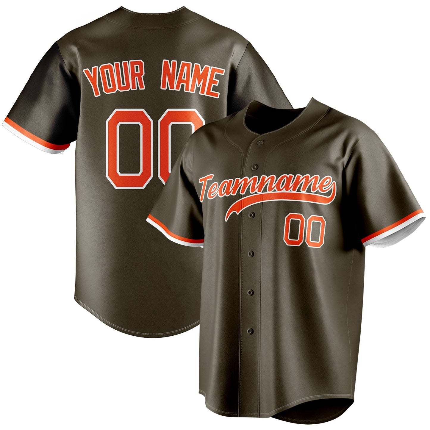 Personalized Olive & Orange Color Fan Baseball Jersey BB01240531YX388