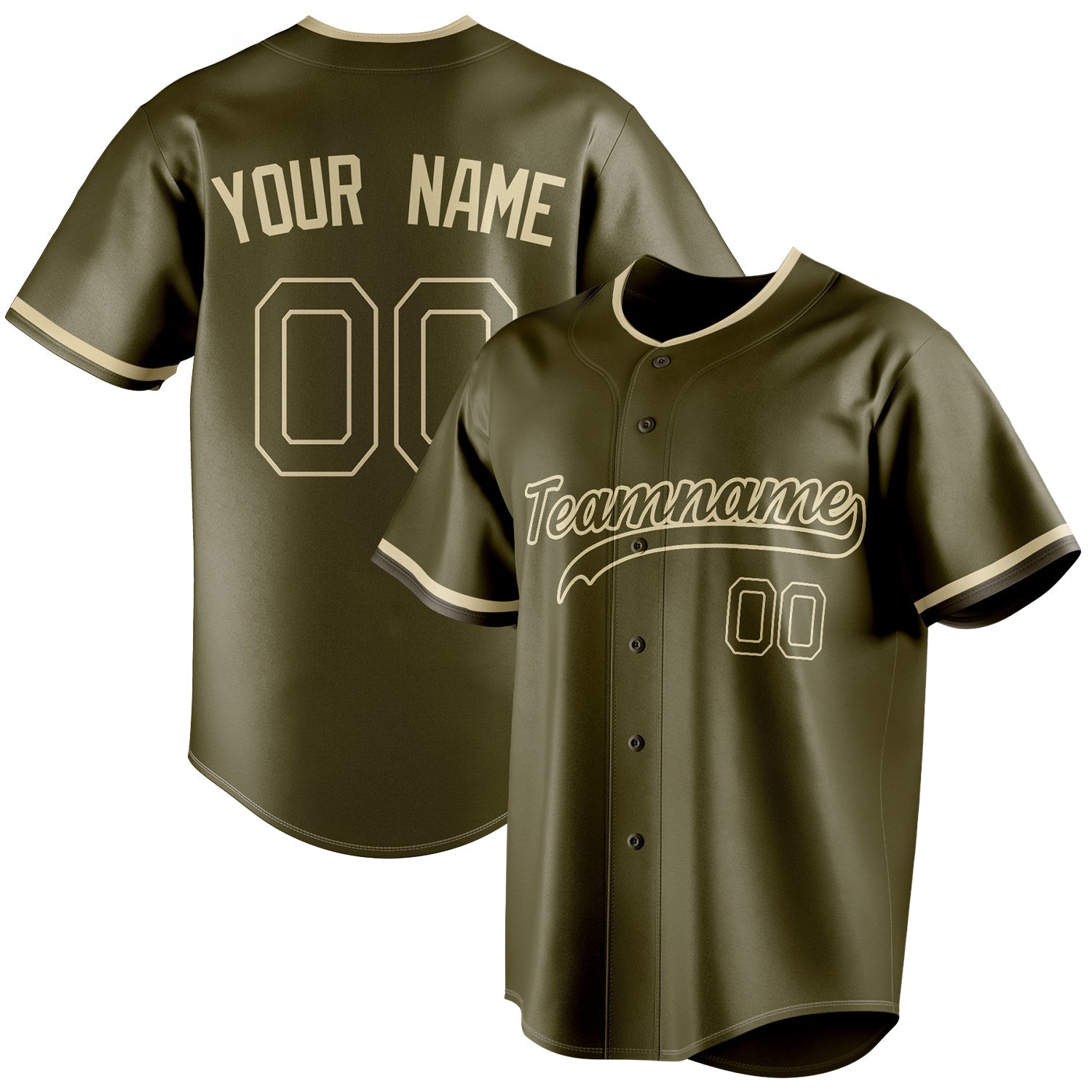 Personalized Olive & Cream Color Fan Baseball Jersey BB01240531YX397