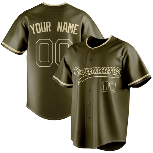 Personalized Olive & Cream Color Fan Baseball Jersey BB01240531YX397
