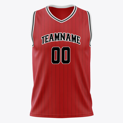 Rival Red Pinstripe Basketball Jersey