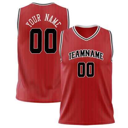 Rival Red Pinstripe Basketball Jersey