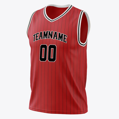 Rival Red Pinstripe Basketball Jersey