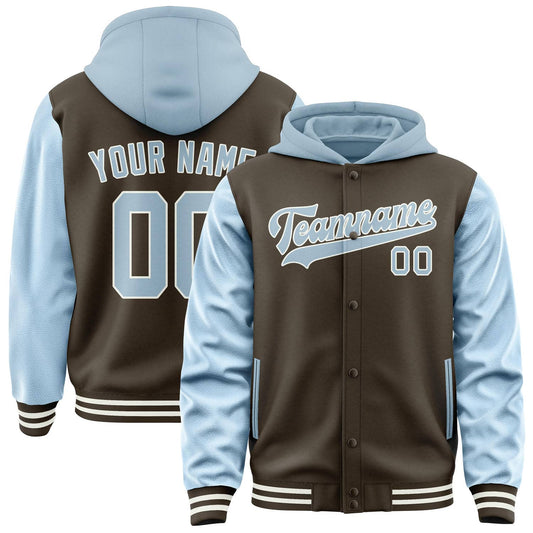 Brown & Light Blue Campus Jacket