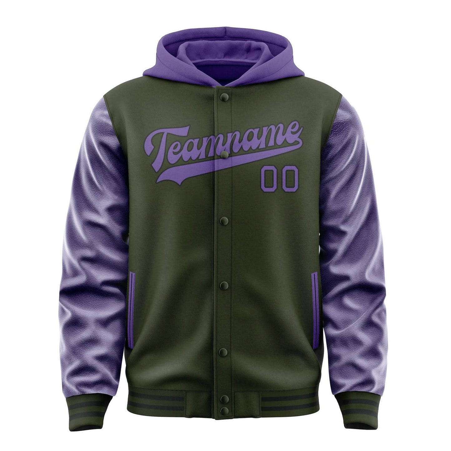 Olive & Light Purple Varsity Jacket