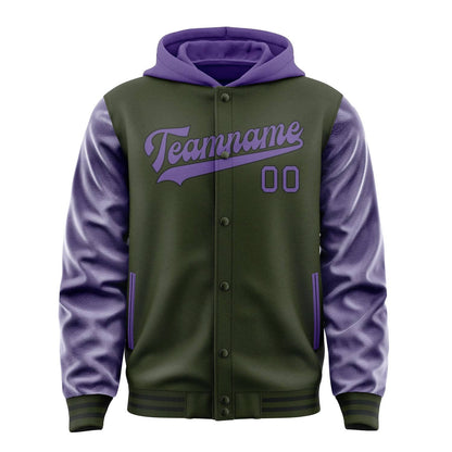 Olive & Light Purple Varsity Jacket
