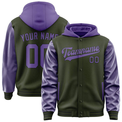 Olive & Light Purple Varsity Jacket