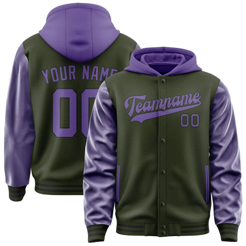 Olive & Light Purple Varsity Jacket