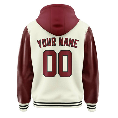 Cream & Crimson Red Varsity Jacket