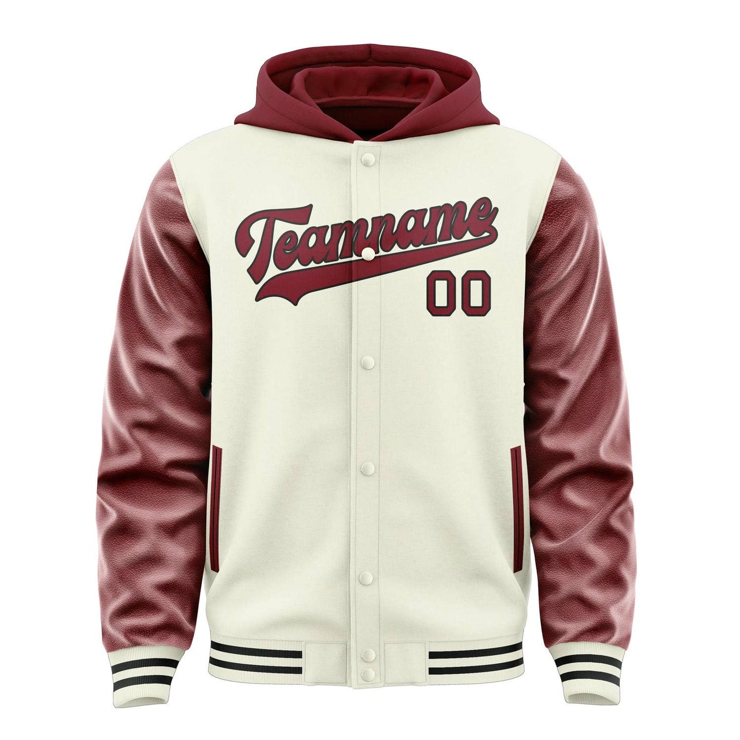 Cream & Crimson Red Varsity Jacket