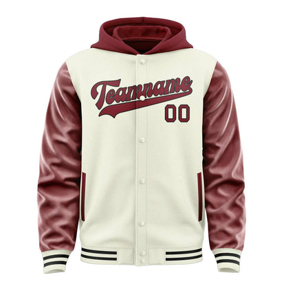 Cream & Crimson Red Varsity Jacket