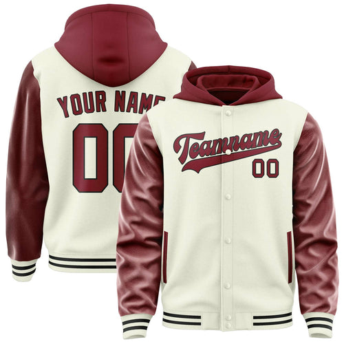 Cream & Crimson Red Varsity Jacket